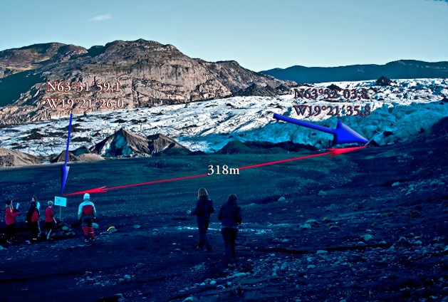 Glaciärmätning – 318 meters förändring